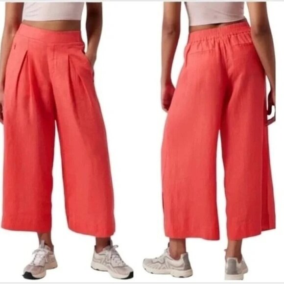 Athleta Pants - Athleta Womens 20 Playa Linen Wide Leg Pants in Passionfruit Coral
